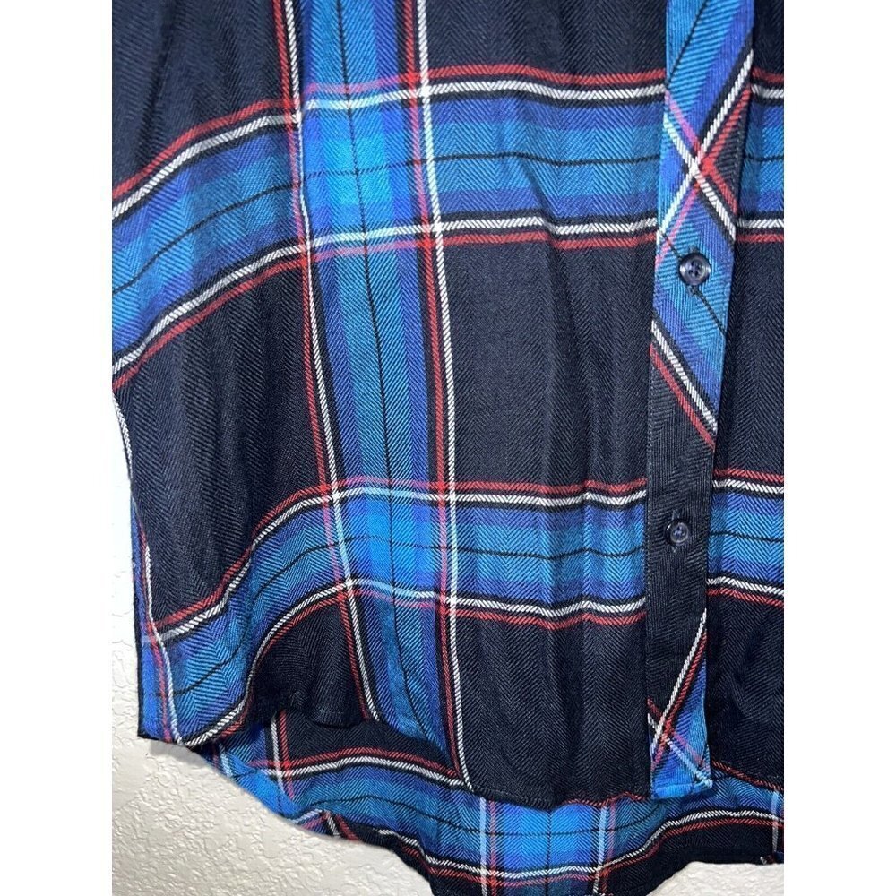 Rails Button Front Collared Flannel Blue Plaid To… - image 4